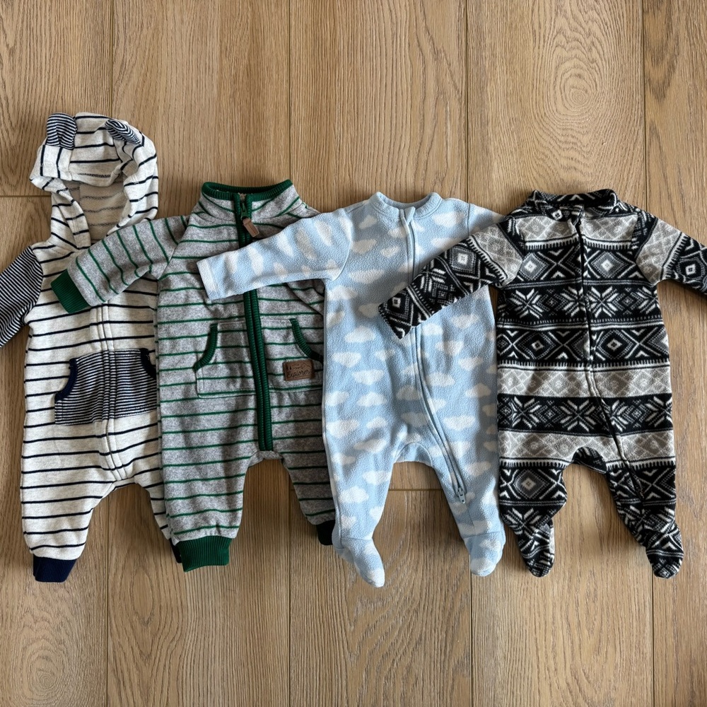Cozy Kids One Piece Set - Striped, Green, Blue, and Black Patterns